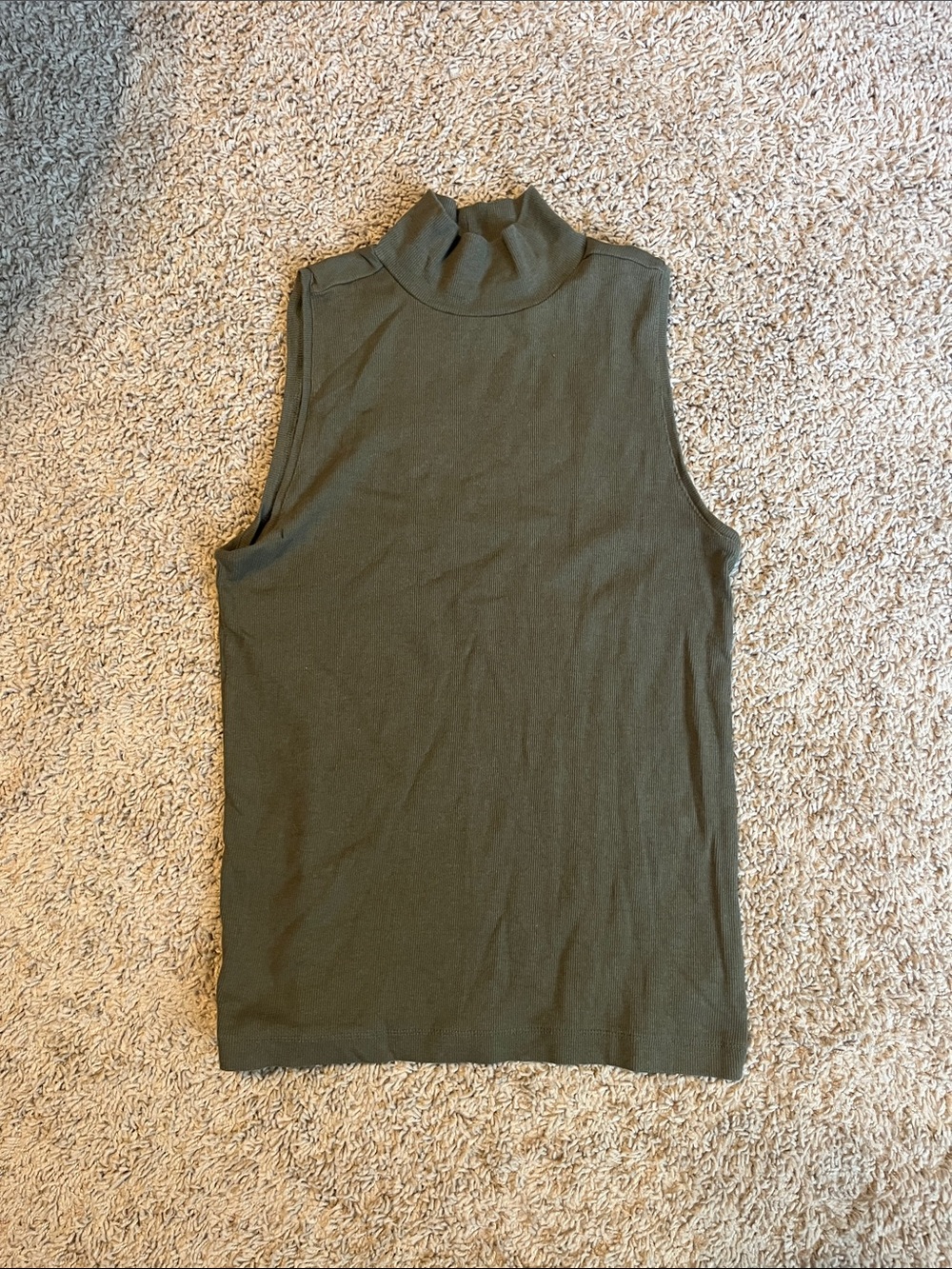 LOFT Olive Mock Neck Sleeveless Top